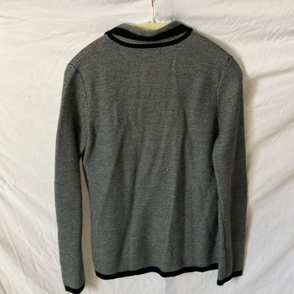 Banana Republic: Black/White Cardigan Sweater- Extra Fine Merino Wool Blend- L - Picture 12 of 16